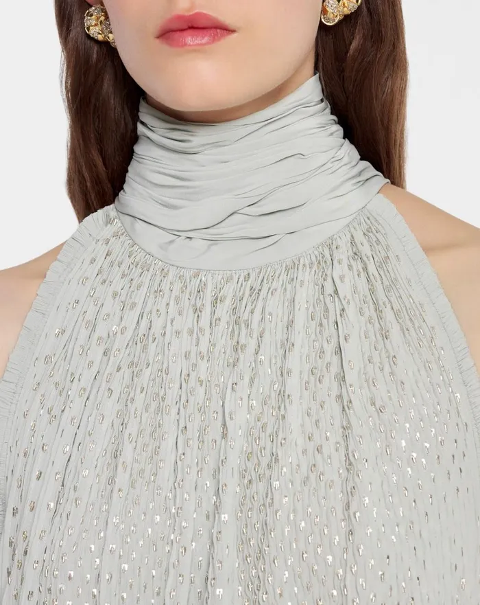 Embroidered Cape Gown In Charmeuse Sage Women Lanvin Dresses