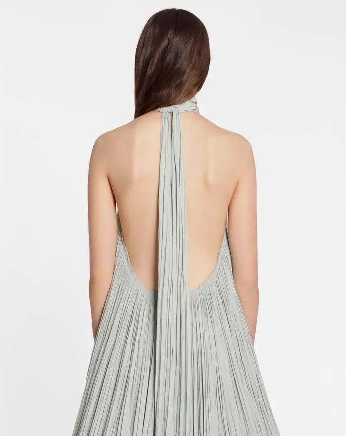 Embroidered Cape Gown In Charmeuse Sage Women Lanvin Dresses