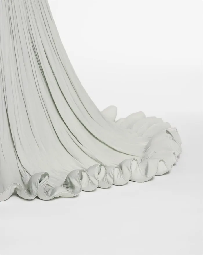 Embroidered Cape Gown In Charmeuse Sage Women Lanvin Dresses
