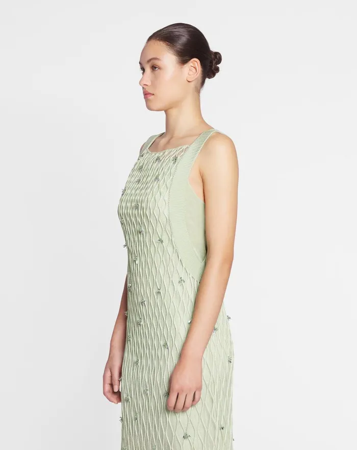 Embroidered Knit Dress Almond Women Lanvin Dresses Embroidered Knit Dress Almond Women Lanvin Dresses