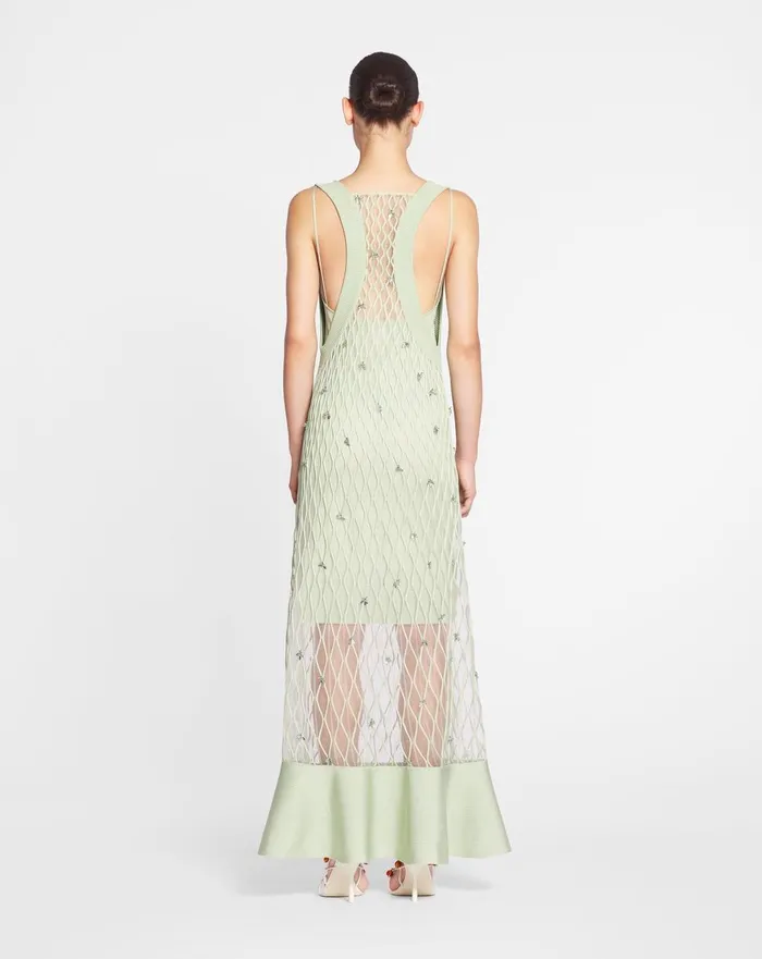 Embroidered Knit Dress Almond Women Lanvin Dresses Embroidered Knit Dress Almond Women Lanvin Dresses