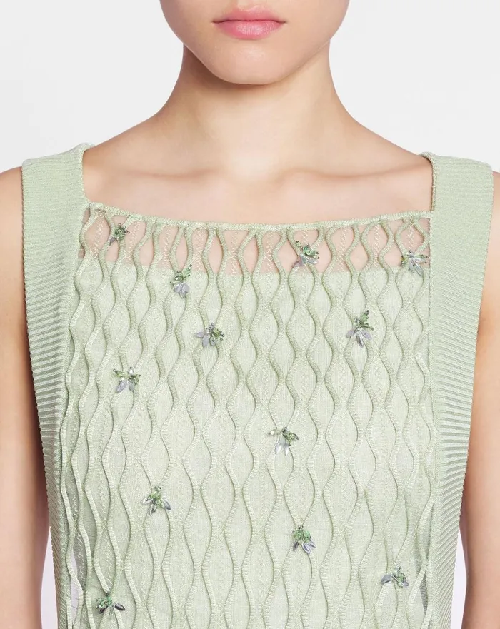 Embroidered Knit Dress Almond Women Lanvin Dresses Embroidered Knit Dress Almond Women Lanvin Dresses