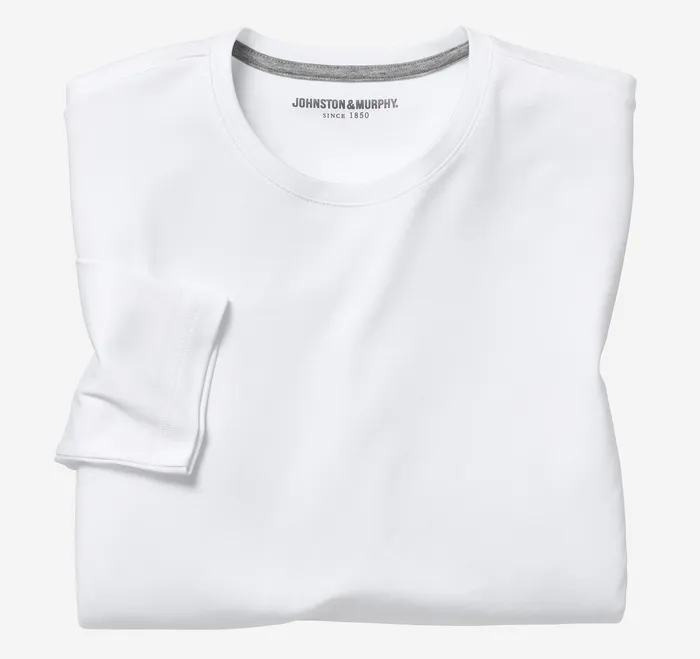 Essential LongSleeve Tee White Sweaters and Knits Johnston and Murphy Men