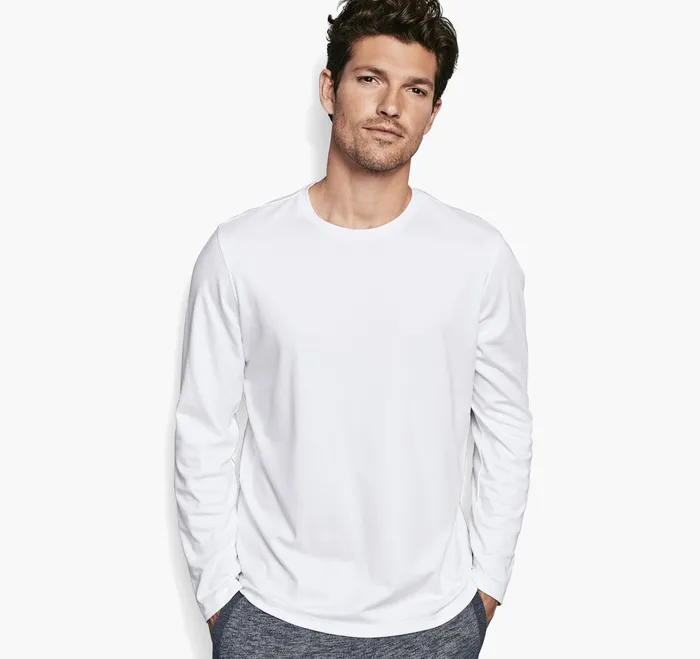 Essential LongSleeve Tee White Sweaters and Knits Johnston and Murphy Men
