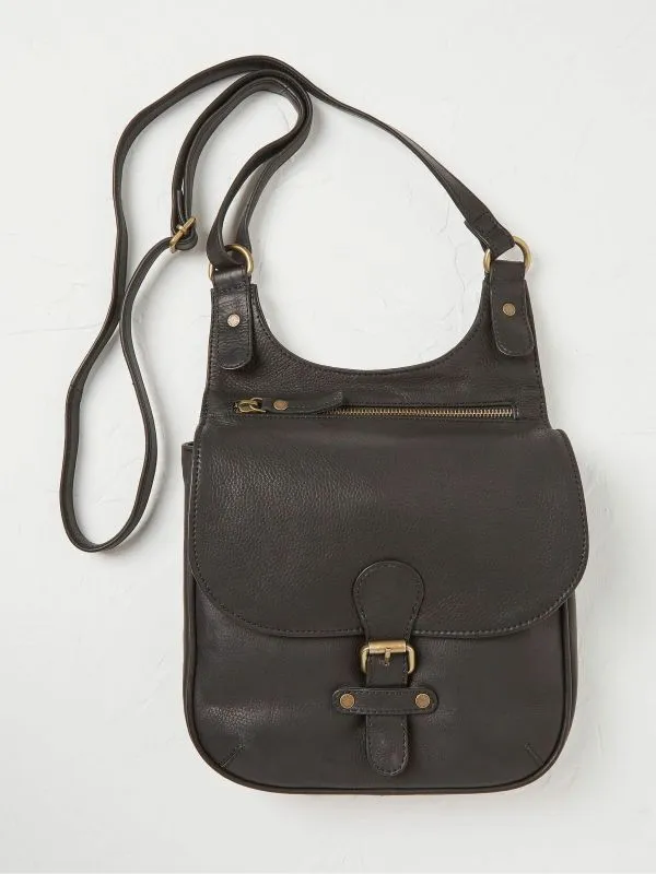 Fat Face Bags and Purses Women Anna Black Oiled Leather Crossbody Bag