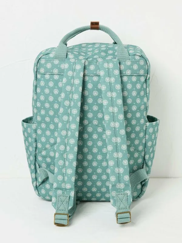 Fat Face Bags and Purses Women Green Haze Geometric Canvas Rucksack
