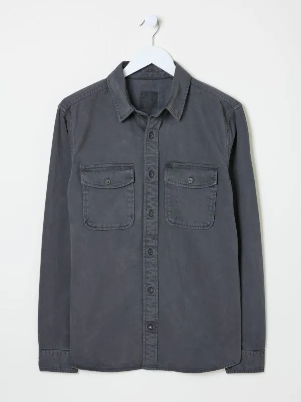 Fat Face Coats and Jackets Men Washed Black 100 Cotton Long Sleeve Filey Plain Shirt Fat Face Coats and Jackets Men Washed Black 100 Cotton Long Sleeve Filey Plain Shirt