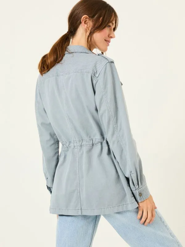 Fat Face Coats and Jackets Women Lowen Chambray Blue 100 Cotton Field Jacket