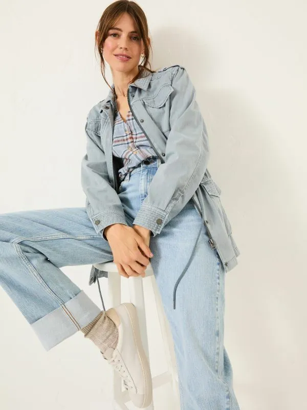 Fat Face Coats and Jackets Women Lowen Chambray Blue 100 Cotton Field Jacket