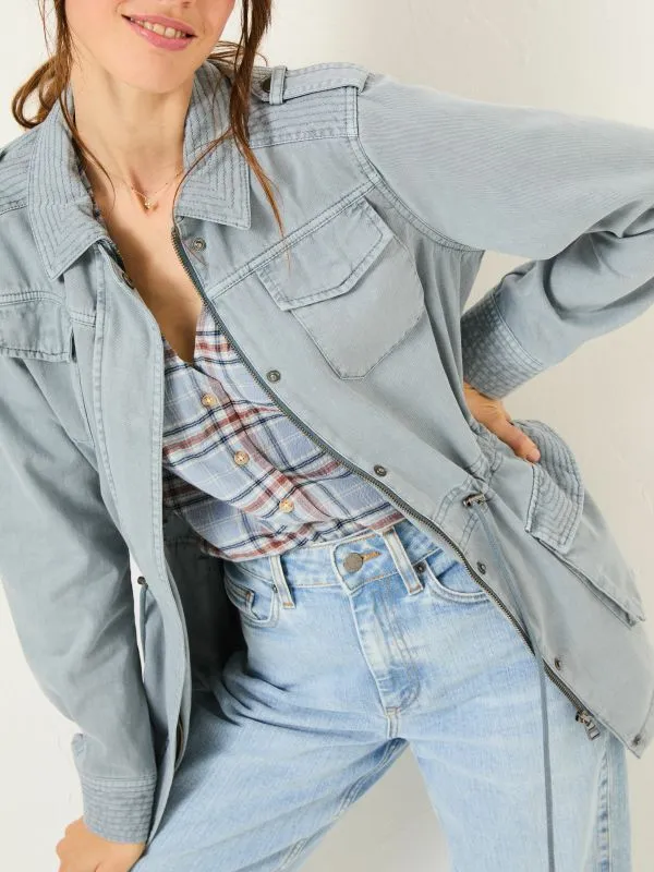 Fat Face Coats and Jackets Women Lowen Chambray Blue 100 Cotton Field Jacket