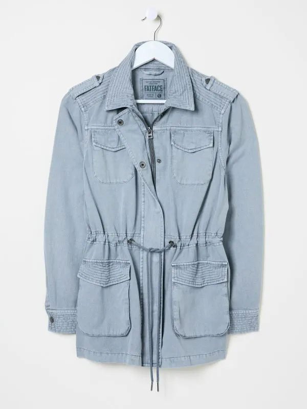 Fat Face Coats and Jackets Women Lowen Chambray Blue 100 Cotton Field Jacket