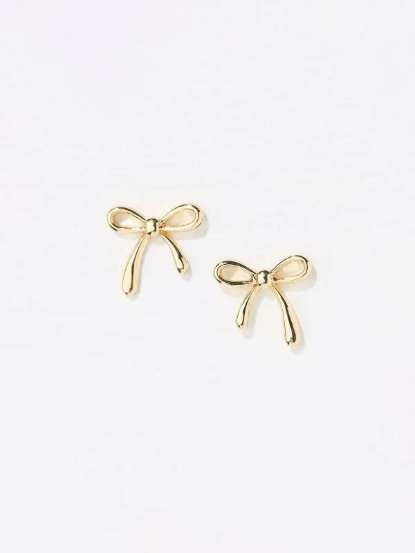 Fat Face Jewellery Women Gold Tone Bow Stud Earrings