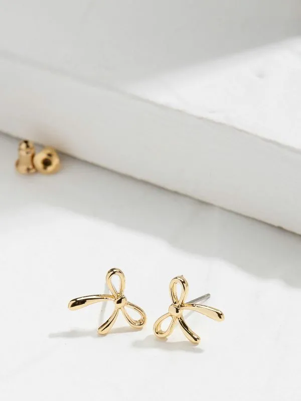 Fat Face Jewellery Women Gold Tone Bow Stud Earrings