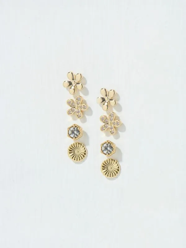 Fat Face Jewellery Women Gold Tone Flower Studs 2 Pack