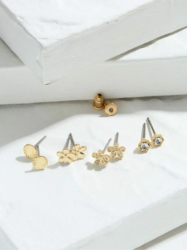 Fat Face Jewellery Women Gold Tone Flower Studs 2 Pack