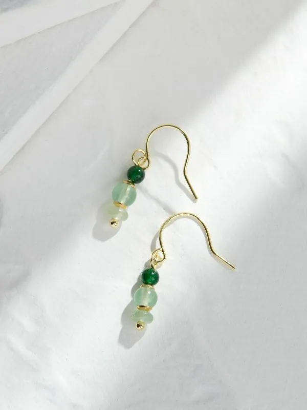 Fat Face Jewellery Women Green Triple Stone Drop Earrings