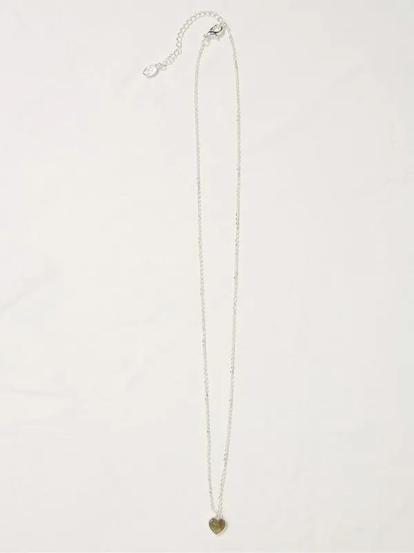 Fat Face Jewellery Women Silver Tone Heart Stone Necklace