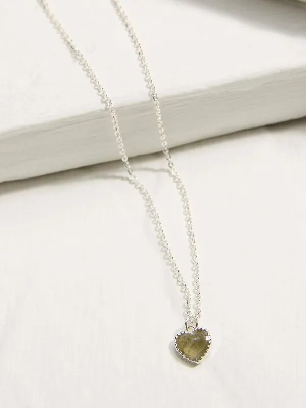 Fat Face Jewellery Women Silver Tone Heart Stone Necklace