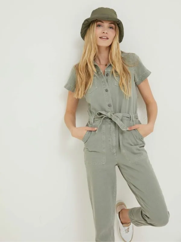 Fat Face Jumpsuits and Playsuits Women Green Imogen Short Sleeve Boilersuit