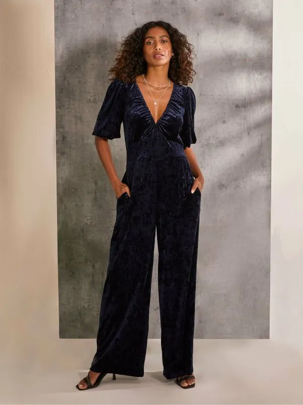 Fat Face Jumpsuits and Playsuits Women Greta Blue Velvet Jumpsuit
