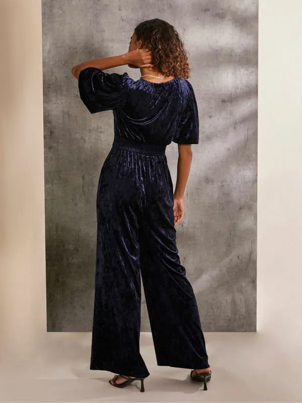 Fat Face Jumpsuits and Playsuits Women Greta Blue Velvet Jumpsuit