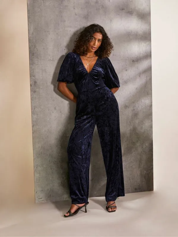 Fat Face Jumpsuits and Playsuits Women Greta Blue Velvet Jumpsuit