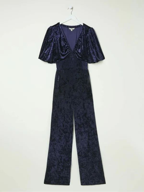 Fat Face Jumpsuits and Playsuits Women Greta Blue Velvet Jumpsuit
