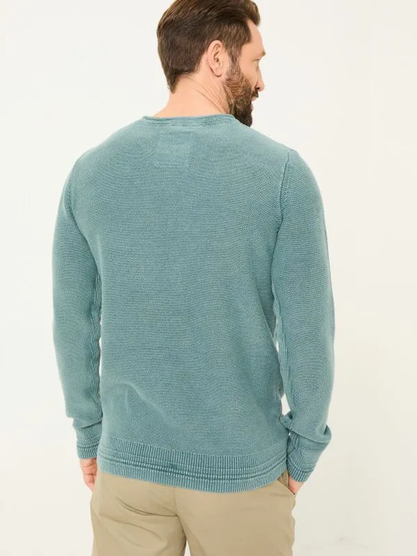 Fat Face Knitwear Men Dark Teal Berwick Laundered Crew Neck Jumper