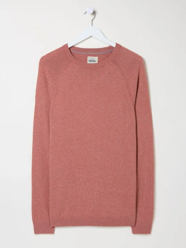 Fat Face Knitwear Men Mid Pink Rye Fine Gauge Knitted Crew Neck Jumper