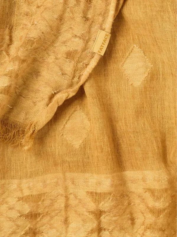 Fat Face Scarves Women Mustard Yellow Jaquard Scarf