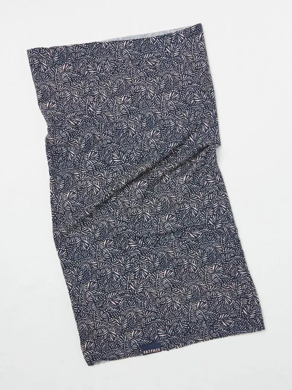 Fat Face Scarves Women Navy Leaf Print Multi Use Snood