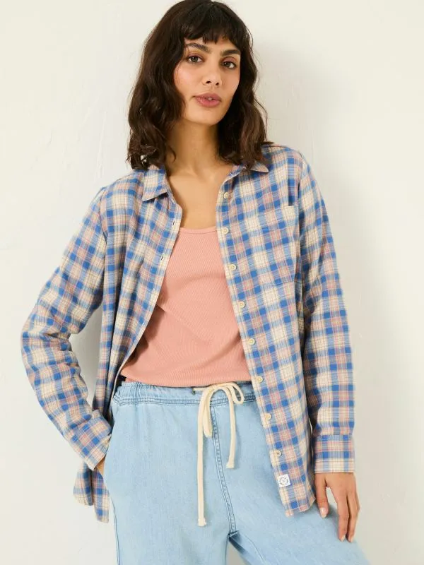 Fat Face Shirts and Blouses Women Blue Olivia 100 Cotton Check Shirt