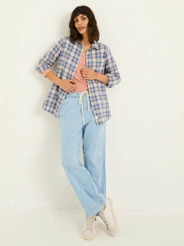 Fat Face Shirts and Blouses Women Blue Olivia 100 Cotton Check Shirt
