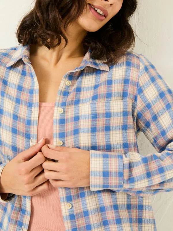 Fat Face Shirts and Blouses Women Blue Olivia 100 Cotton Check Shirt