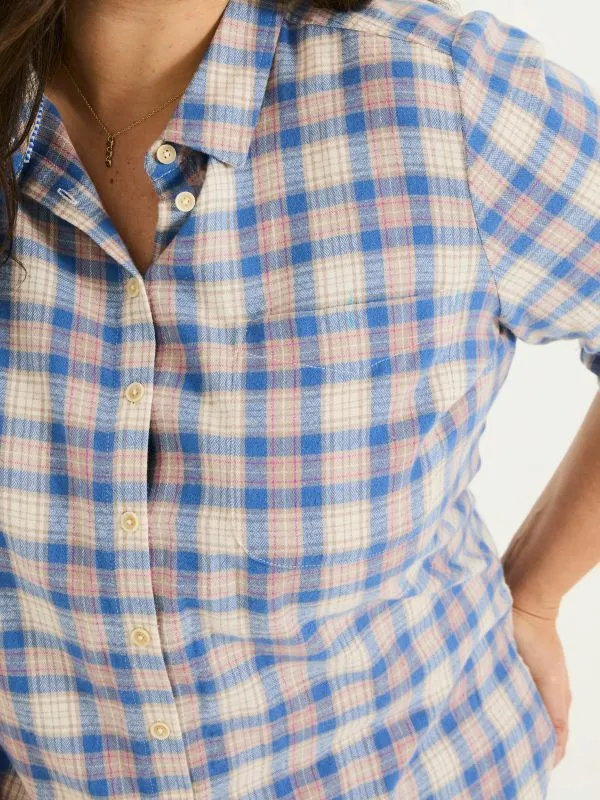 Fat Face Shirts and Blouses Women Blue Olivia 100 Cotton Check Shirt