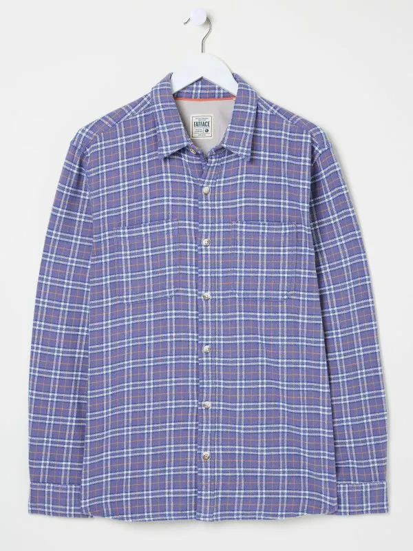 Fat Face Shirts Men Purple 100 Cotton Long Sleeve Acton Check Shirt