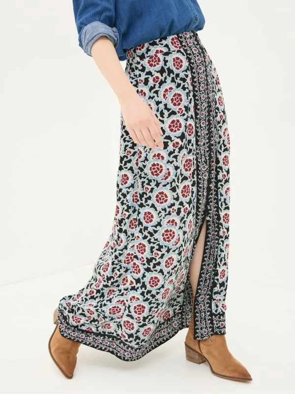 Fat Face Skirts Women Arabella Black Wild Floral Midi Skirt