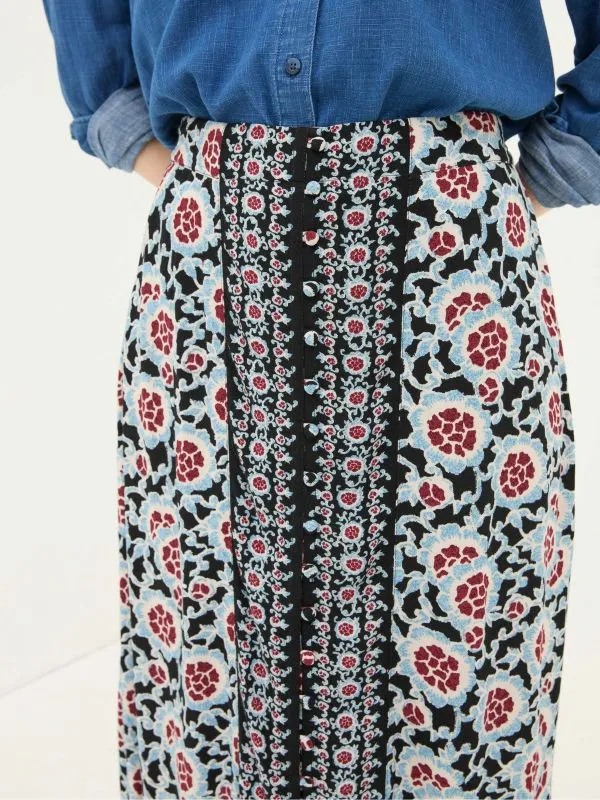 Fat Face Skirts Women Arabella Black Wild Floral Midi Skirt