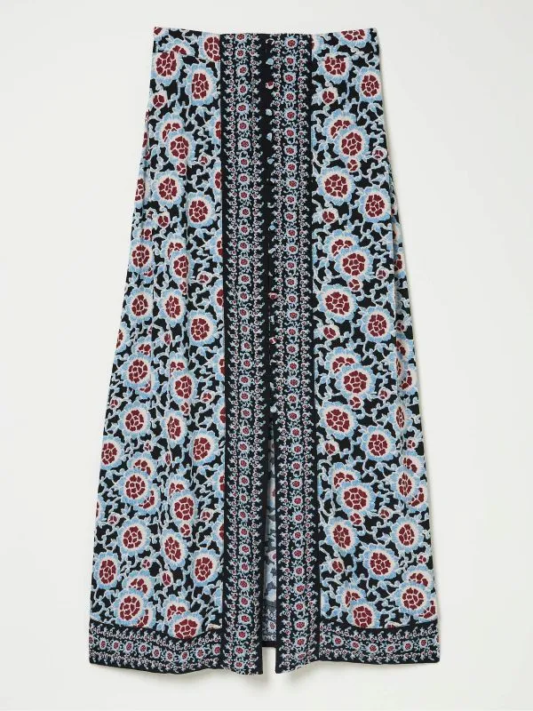Fat Face Skirts Women Arabella Black Wild Floral Midi Skirt