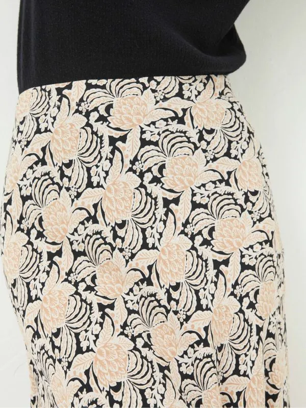 Fat Face Skirts Women Black Pat Damask Floral Midi Skirt