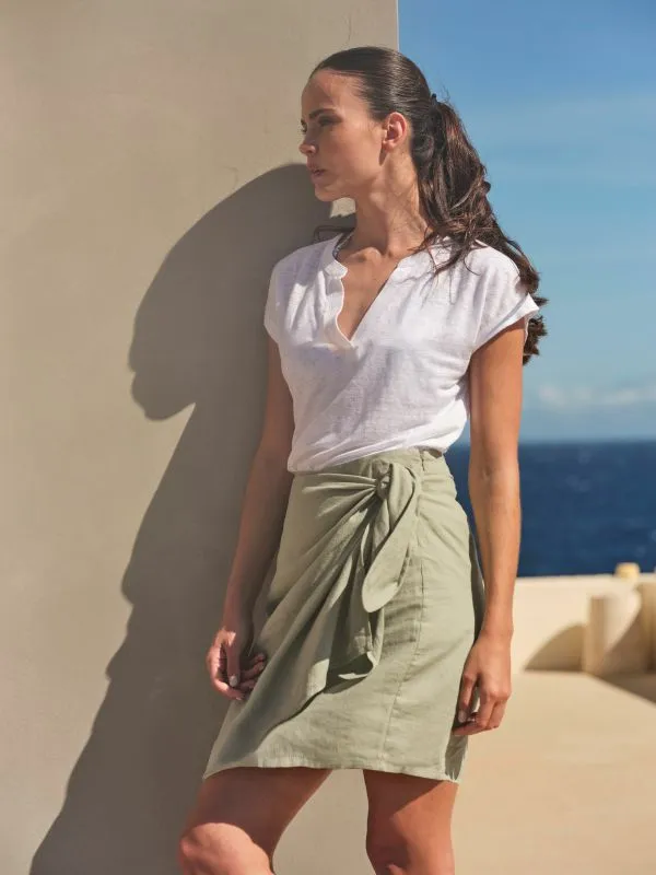 Fat Face Skirts Women Mia Green Linen Blend Skirt