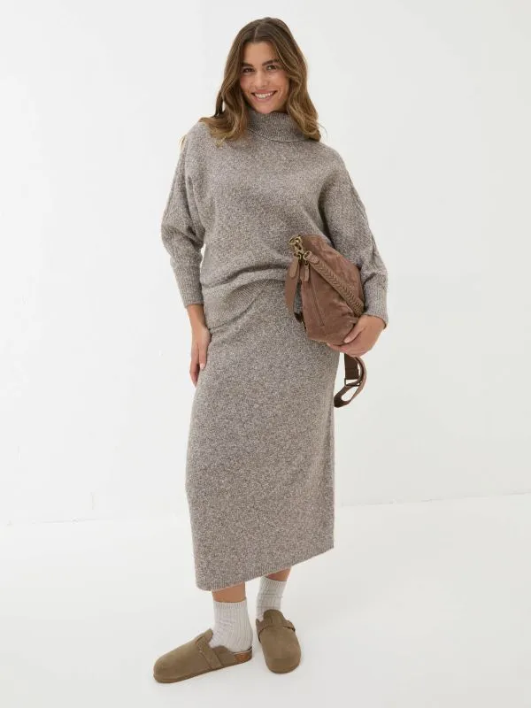 Fat Face Skirts Women Oatmeal Knitted Skirt