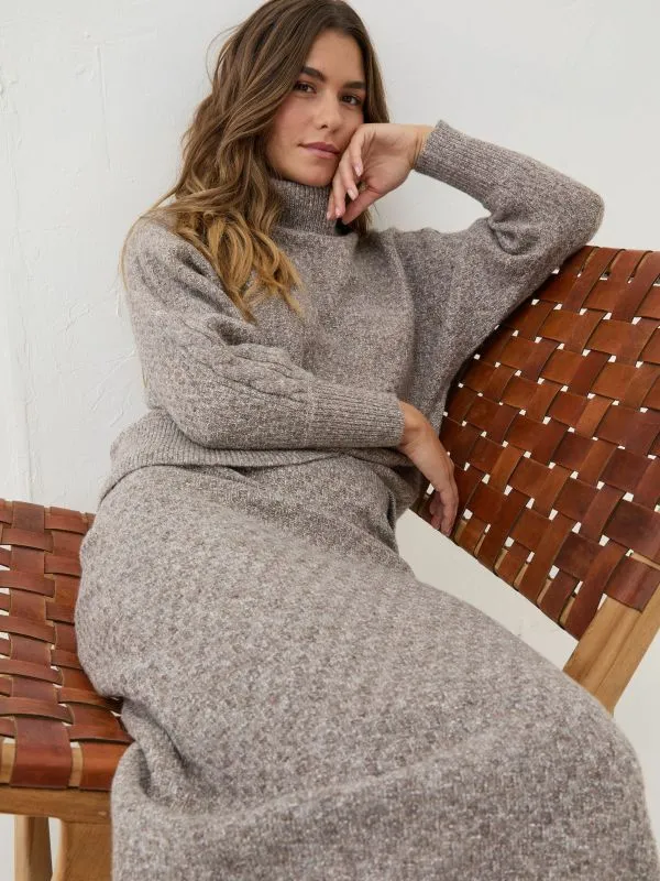 Fat Face Skirts Women Oatmeal Knitted Skirt