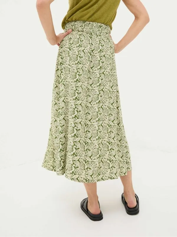 Fat Face Skirts Women Sascha Green Damask Floral Midi Skirt
