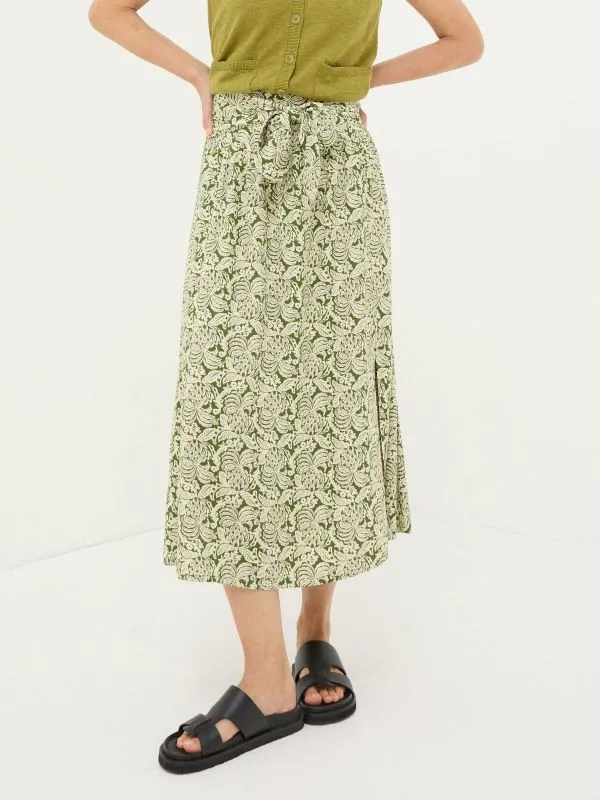 Fat Face Skirts Women Sascha Green Damask Floral Midi Skirt