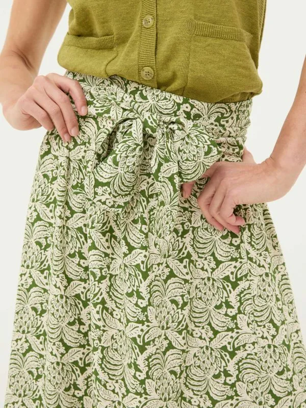 Fat Face Skirts Women Sascha Green Damask Floral Midi Skirt