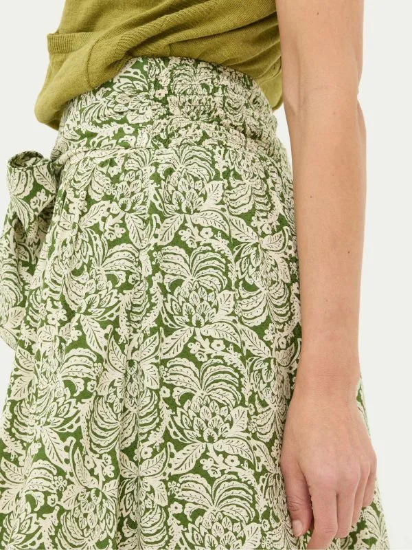 Fat Face Skirts Women Sascha Green Damask Floral Midi Skirt