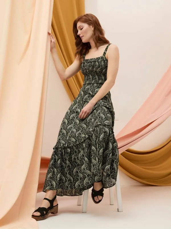 Fat Face Skirts Women Vita Black Paisley Maxi Skirt