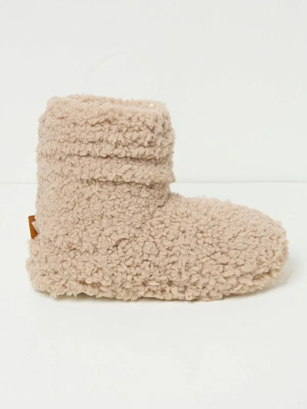 Fat Face Slippers Women Natural Cove Cloud Faux Fur Slippers