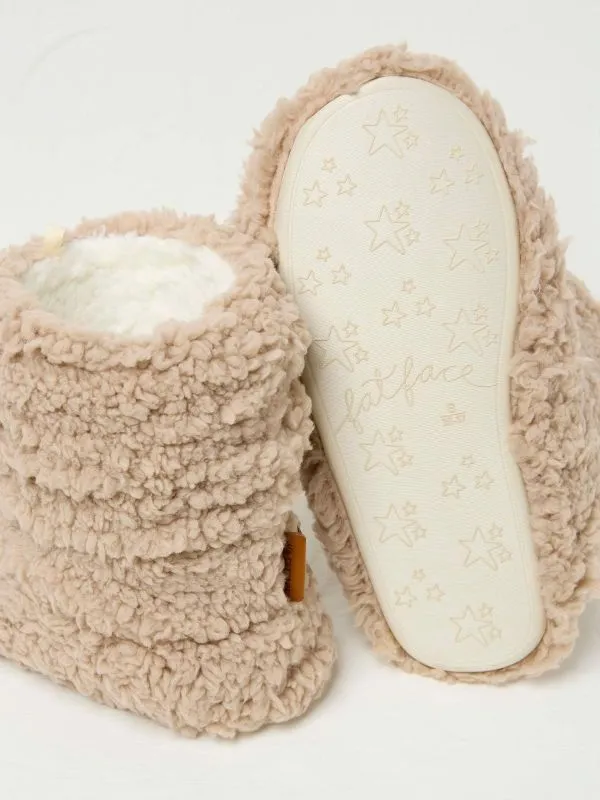 Fat Face Slippers Women Natural Cove Cloud Faux Fur Slippers